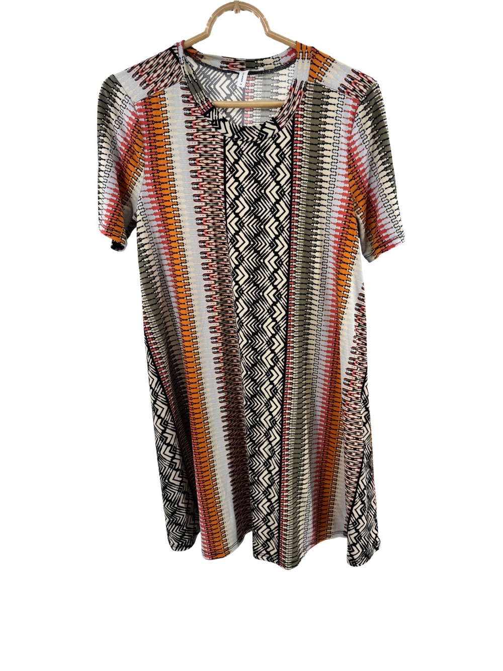 BCBGeneration Neutral & Coral mixed Patterned mini shift dress M casual
